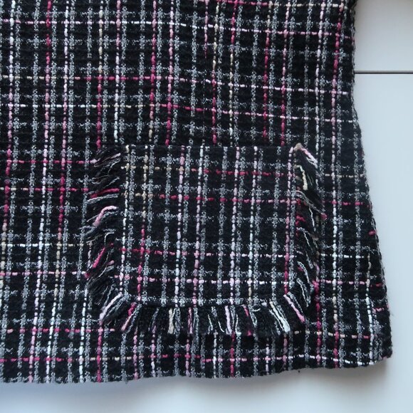 Chico’s Black Pink Tweed Plaid Jacket Blazer Office Career Fall Winter L Large - Picture 9 of 15
